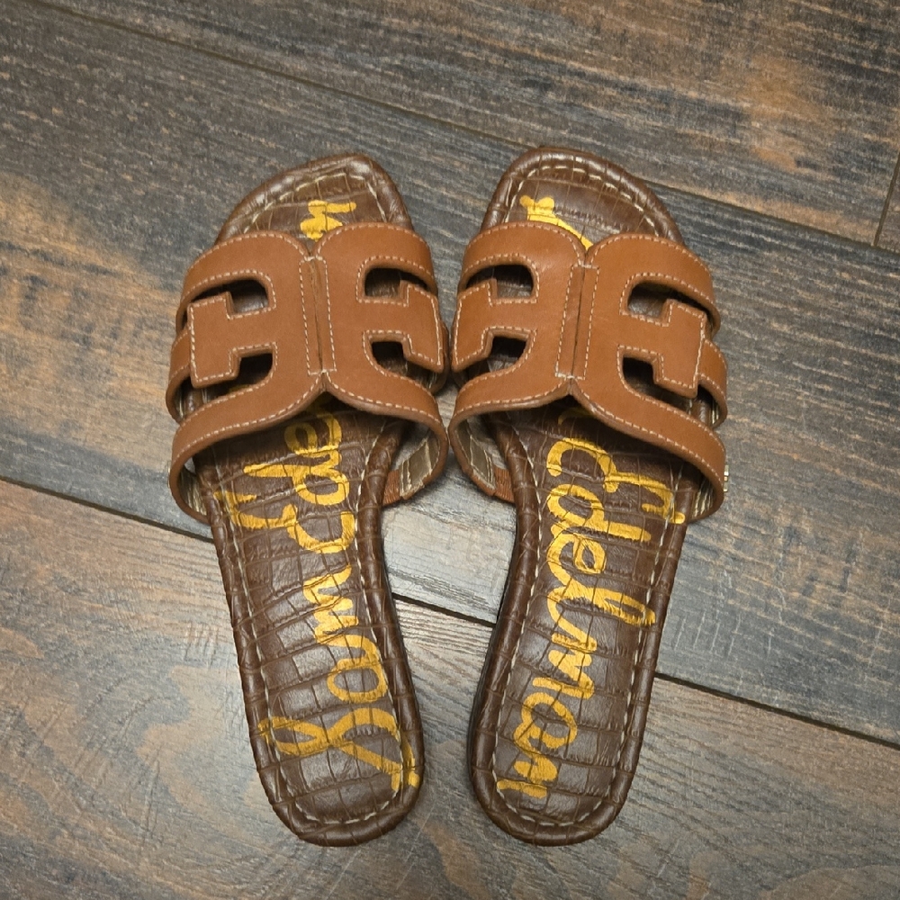 Sam Edelman Bay Slides Camel/Saddle Leather Color, Size 5.5